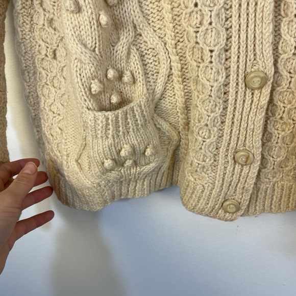 100% new wool hand knitted in Ireland button down cardigan sweater size m/l - Picture 7 of 13